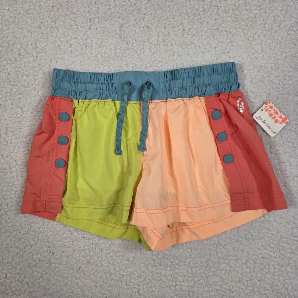 Free People Invigorate Colorblock Shorts FP Movement XS Snap Buttons Athletic